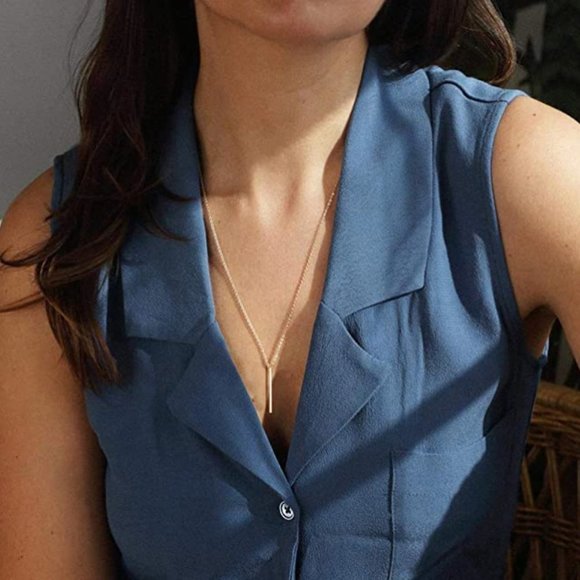 14kt Gold Bar Necklace Women's! New! - Picture 2 of 3